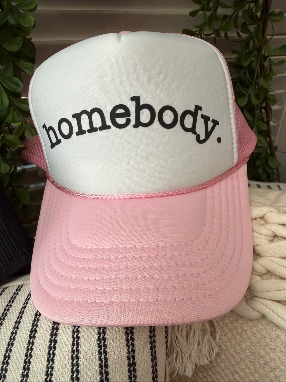 Cute OTTO Pink and White "homebody." Trucker Hat